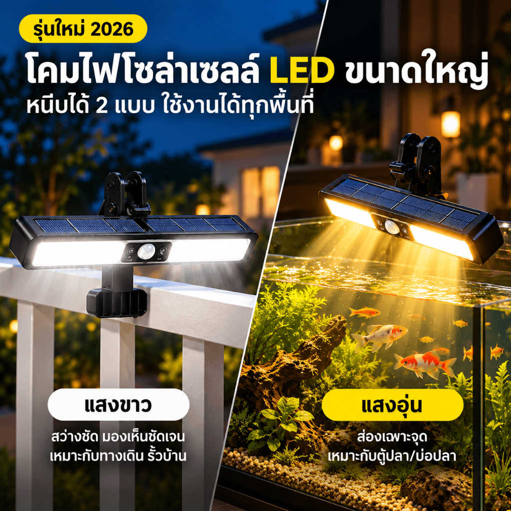 Evora โคมไฟติดผนัง ไฟโซลาเซลล์  LED แบบคลิปหนีบ ปรับมุมได้ ไฟติดบันได สวนกลางแจ้ง