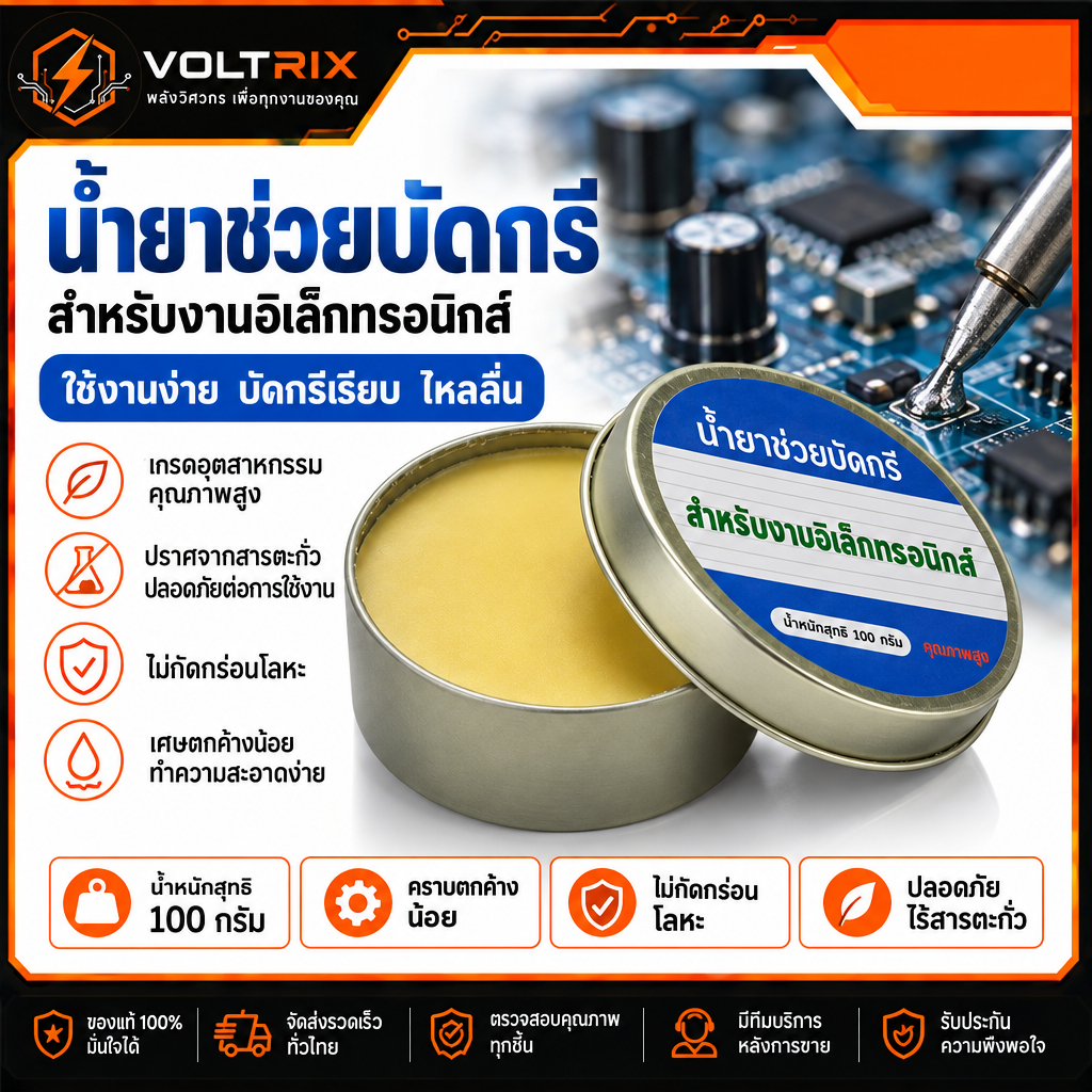 น้ำยาช่วยบัดกรีงานซ่อมอิเล็กทรอนิกส์ DIY Soldering Flux ฟลักซ์ช่วยบัดกรี น้ำยาประสานบัดกรี 100g กระป๋องอะลูมิเนียม