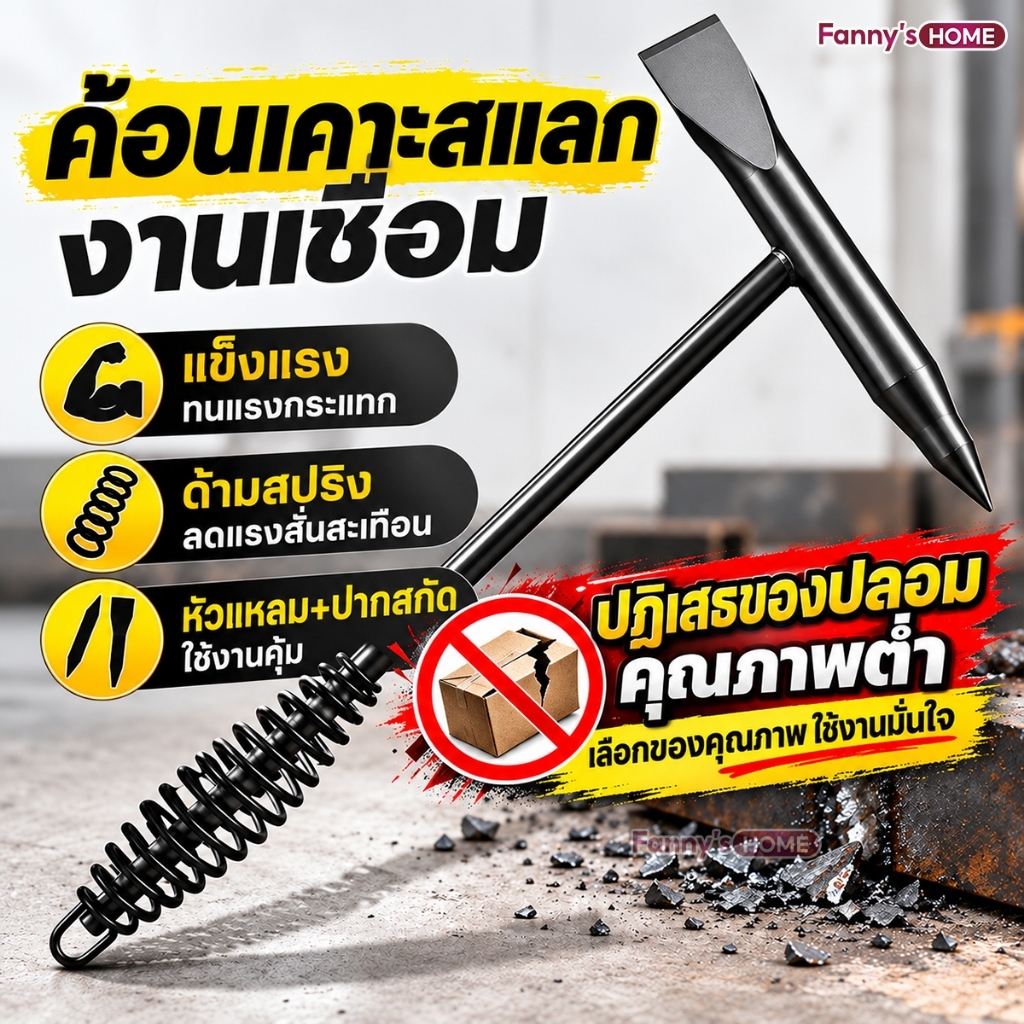 ค้อนเคาะแนวเชื่อม 300g/500g หัวเหล็กแข็งแรง ด้ามสปริงช่วยลดแรงสะท้านมือ ใช้เคาะตะกรันงานเชื่อม