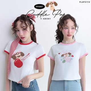 FLAT2112 : CUDDLE PUP T-SHIRT เสื้อครอปลายสกรีน เสื้อครอป เส…