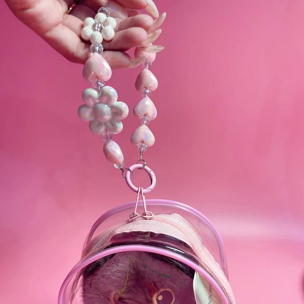 พวงกุญแจ สายห้อยโทรศัพท์ ลูกปัดหัวใจ สีสันสวยงาม พร้อมจี้ดอกไม้ ห้อยกระเป๋า พร้อมจัดส่งในประเทศไทย - รูปที่ 2