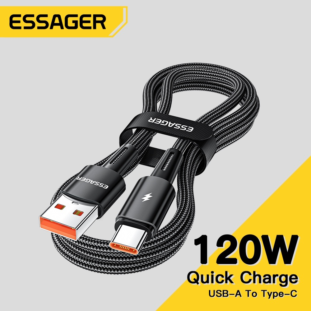 Essager สายเคเบิลชาร์จเร็ว120W Type-C 6A USB สําหรับ Xiaomi 12Pro K50 67W Xiaomi 11Pro รุ่น A04