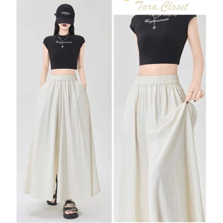 COM523 TARA Pants กางเกงกระโปรง เอวยางยืด มีกระเป๋า 2 ข้าง เนื้อผ้าครัช ผ้าดี ไม่ต้องรีด
