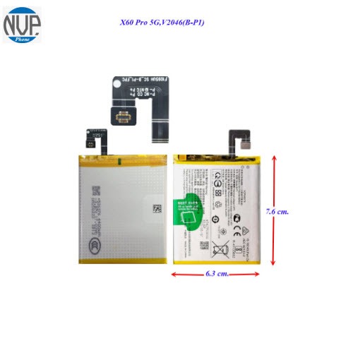 แบตเตอรี่ Vivo X60 Pro 5G,V2046(B-P1) 6.3x7.6 cm.4200 mAh.