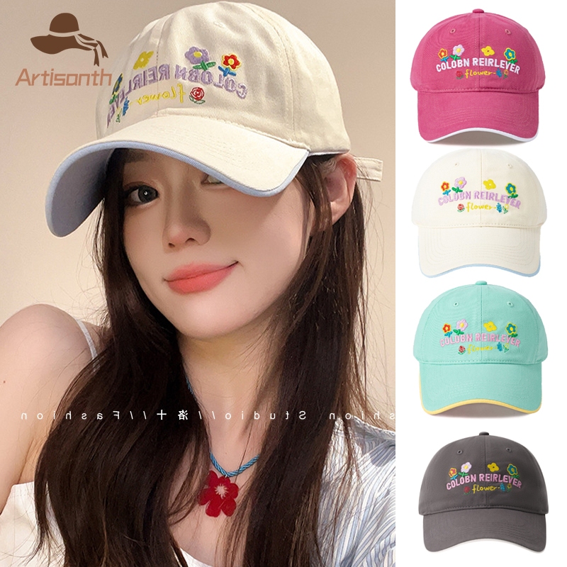 ส่งเร็ว💥หมวกเบสบอลปักดอกไม้ โดปามีน สไตล์เกาหลีน่ารักหวาน แฟชั่นสตรี สวมใส่ได้ทุกโอกาส (มีหลายสี)