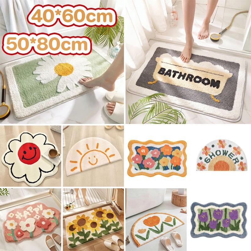 พร้อมส่ง พรมนิ่ม 40*60/50*80cm ซมซึมซับได้ดี พรมกันลื่น สำหรับห้องน้ำ