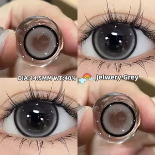 Midroo คอนแทคเลนส์ลายฮิต Big Eyes สายตาปกติ คอนแทคเลนส์ รายเดือน Jelwery Grey/Brown 1คู่-14.5mm