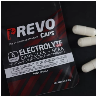 PREVO CAPS ELECTROLYTE CAPSULES + BCAA พรีโว แคปส์ เกลือแร่ อิเลคโทรไลต์ชนิดแคปซูล ช่วยป้องกันตะคริว รักษาสมดุลเกลือแร่