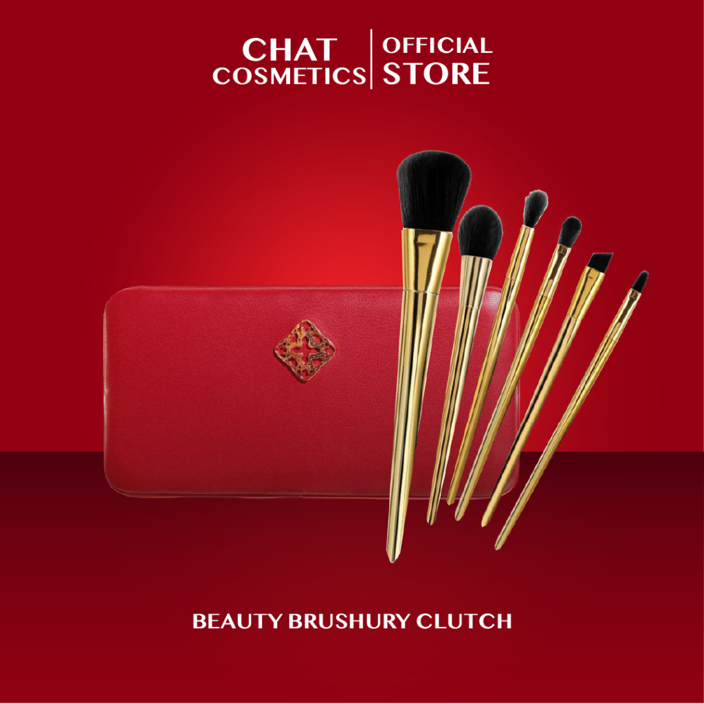 ฉัตร บิวตี้ บรัชชี่คลัช ชุดแปรงพรีเมียมฉัตร 6 ชิ้น CHAT Beauty Brushury Clutch Set 6