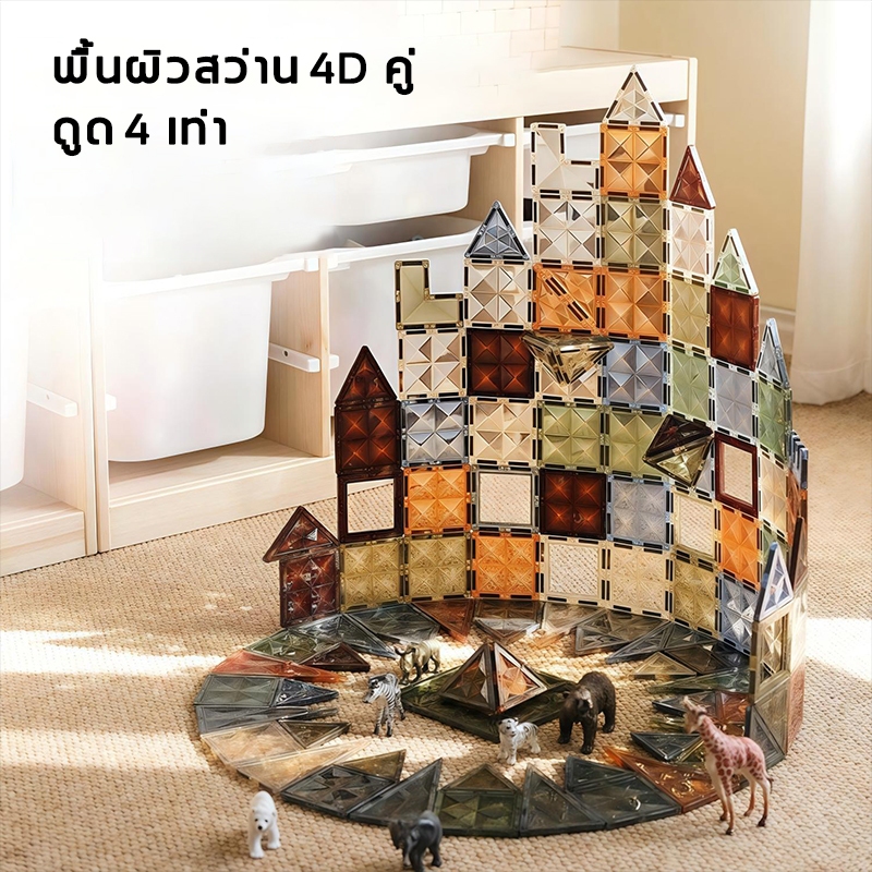 ONSHINE magnetic tiles 4D รุ่นขยาย7.5CM 20-100ชิ้น เกมฝึกสมอง ฝึกสมาธิ ของเล่น3-6ขวบ แม่เหล็กของเล่น - รูปที่ 2