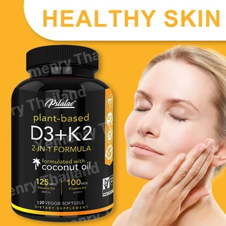 Pslalae - วิตามินขั้นสูง เสริมสร้างระบบภูมิคุ้มกัน วิตามิน D3 + K2! Sports Research วิตามิน K2 Plus D - แคปซูล
