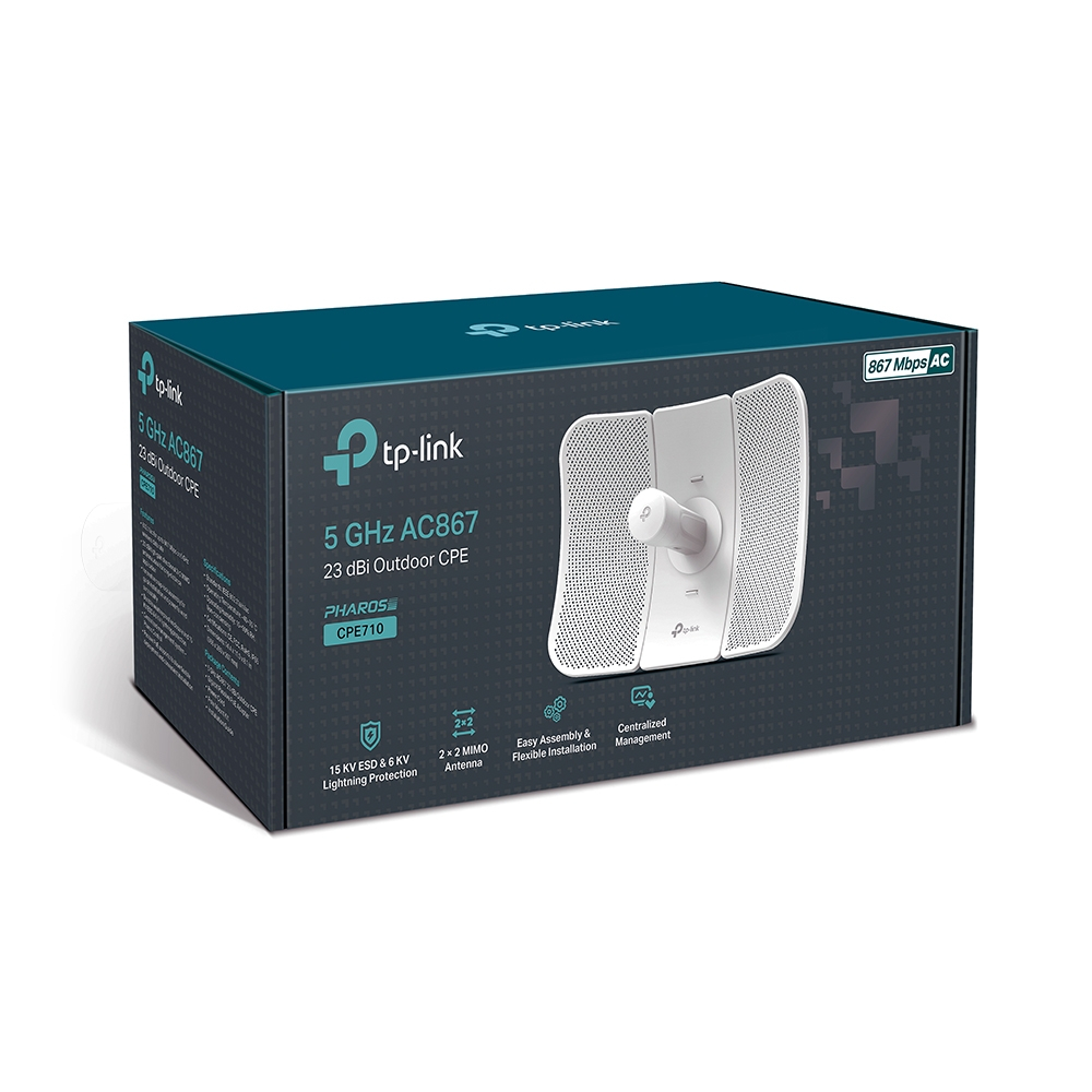 Tp-link CPE710 5GHz AC 867Mbps 23dBi Outdoor CPE (อุปกรณ์รับส่งสัญญาณ WiFi ระยะไกลภายนอกอาคาร)