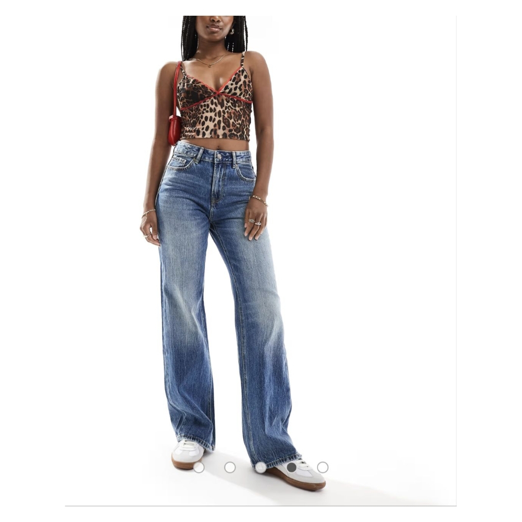 Stardivarius D92 Straight wide-leg jeans in mediumblue