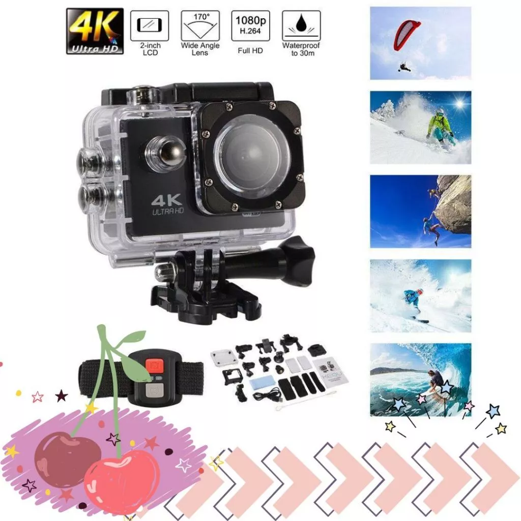 พร้อมส่งจากไทย กล้องกันน้ำ กล้องถ่ายใต้น้ำ กล้องติดหมวก 4k Ultra Action Camera With Remote