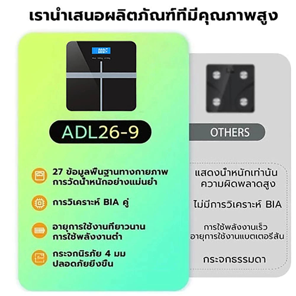 🔩เครื่องชั่งน้ำหนักดิจิตอล เครื่องชั่งน้ำหนัก หน้าจอ LCD ขนาดใหญ่ รองรับน้ำหนัก 180 กก. สีดำ รับประกัน5ปี - รูปที่ 4