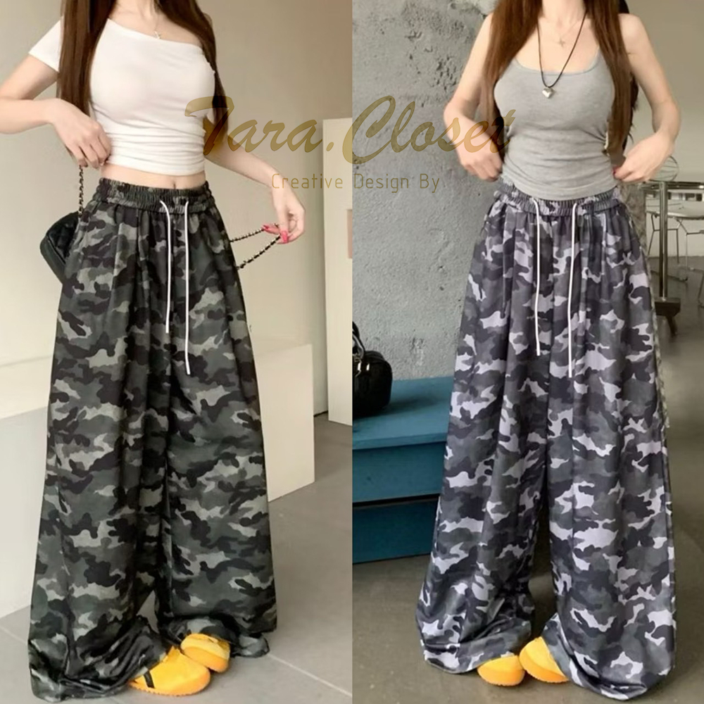 COM526 TARA Pants กางเกงทรงขาบาน เอวยางยืด มีเชือก เนื้อผ้าแมงโก้ ผ้าดี ไม่ต้องรีด ใส่สบาย ระบายอากาศได้ดี