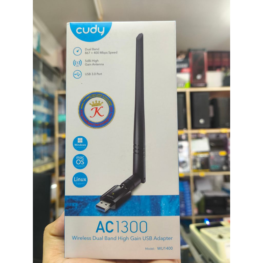 (ประกัน LT) Cudy WU1400 AC1300 Wireless Dual Band High Gain USB Adapter ยูเอสบีไวไฟ ตัวรับไวไฟ การ์ด