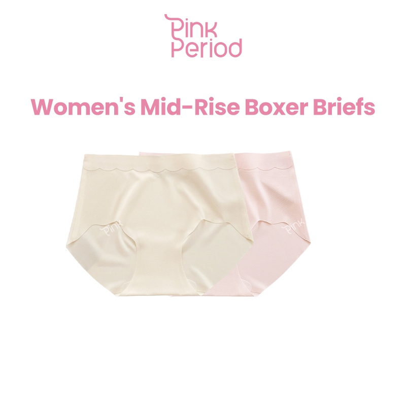 Pink Period กางเกงใน กางเกงในไร้ขอบ Ice Silk เอวกลาง ไร้ขอบ เรียบเนียน ไม่อับชื้น ระบายอากาศดี