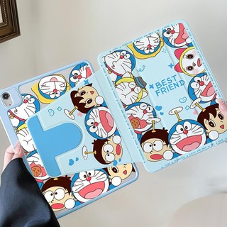 💥พร้อมส่ง💥เคสไอแพด Gen10 Gen12 Air8 Gen11 ที่ใส่ปากกา โดเรมอน เคสiPadหมุน 360° Air6 Air7 11/13 Air5