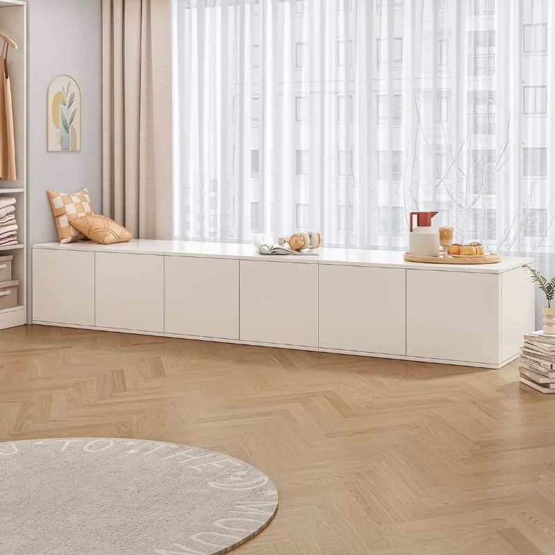 ตู้เก็บของนั่งนอนได้ อเนกประสงค์เปิดด้านหน้า โซฟาตู้ไม้ ชั้นวางทีวี สวยมินิมอล รับน้ำหนักได้เยอะ