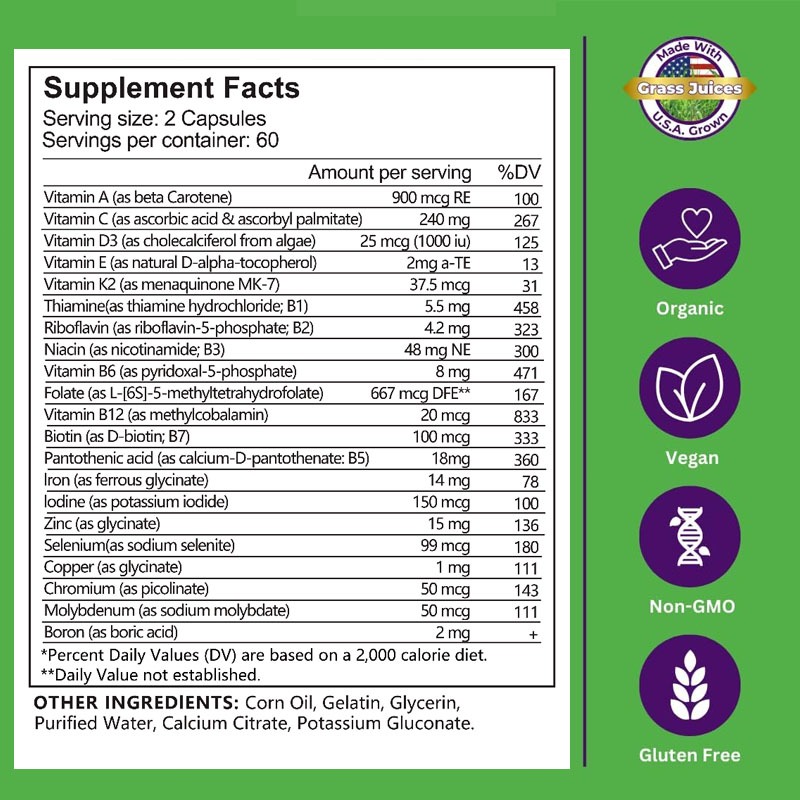 Wellness Multivitamin แคปซูลมัลติวิตามินพร้อมวิตามินและแร่ธาตุเพื่อพลังงาน สมอง หัวใจ ผิว สุขภาพดวงตา Vitamin Supplement ราคา ถูกที่สุด ดีลบีเคเค แกลเลอรีภาพที่ 3