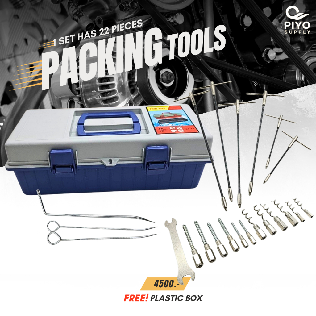 PACKING TOOLS ชุดเครื่องมือดึงประเก็น ดึงแพ็คกิ้ง 1 ชุด มี 22 ชิ้น + กล่องพลาสติก พร้อมส่ง