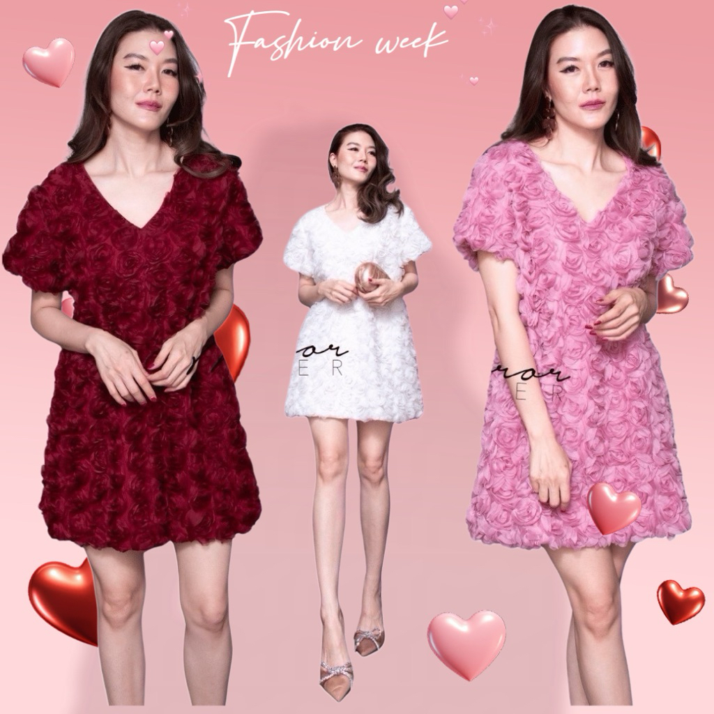mirrorsister 41029.1 ชุดเดรสดอกกุหลาบจัดเต็ม