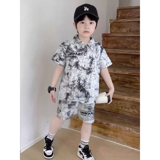 PRINCESS KESLI ชุดเสื้อโปโลเด็ก เสื้อแขนสั้น และกางเกงขาสั้น สไตล์เกาหลี เด็กชาย 2-14 ปี