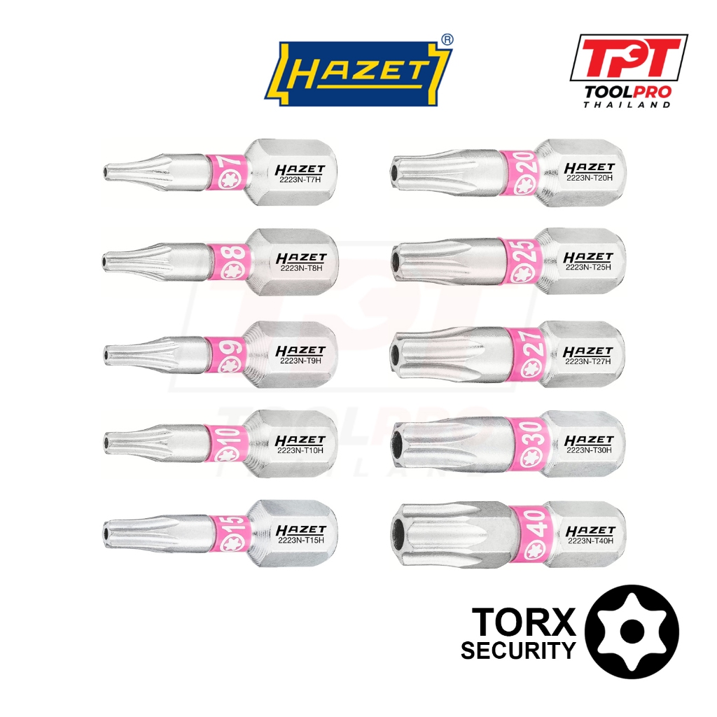 Hazet ดอกไขควง ทอร์กซ์ (มีรู) TORX Tamper-Resistant Secuity Bit T7H - T40H