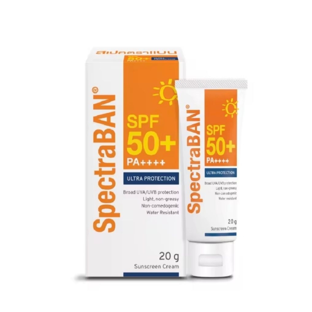 SpectraBAN SPF 50+ PA+++ ULTRA PROTECTION 20g. ครีมกันแดด สเปคตร้าแบน เอสพีเอฟ 50+ พีเอ++++ ปกป้องผิวจากรังสี UVA/UVB