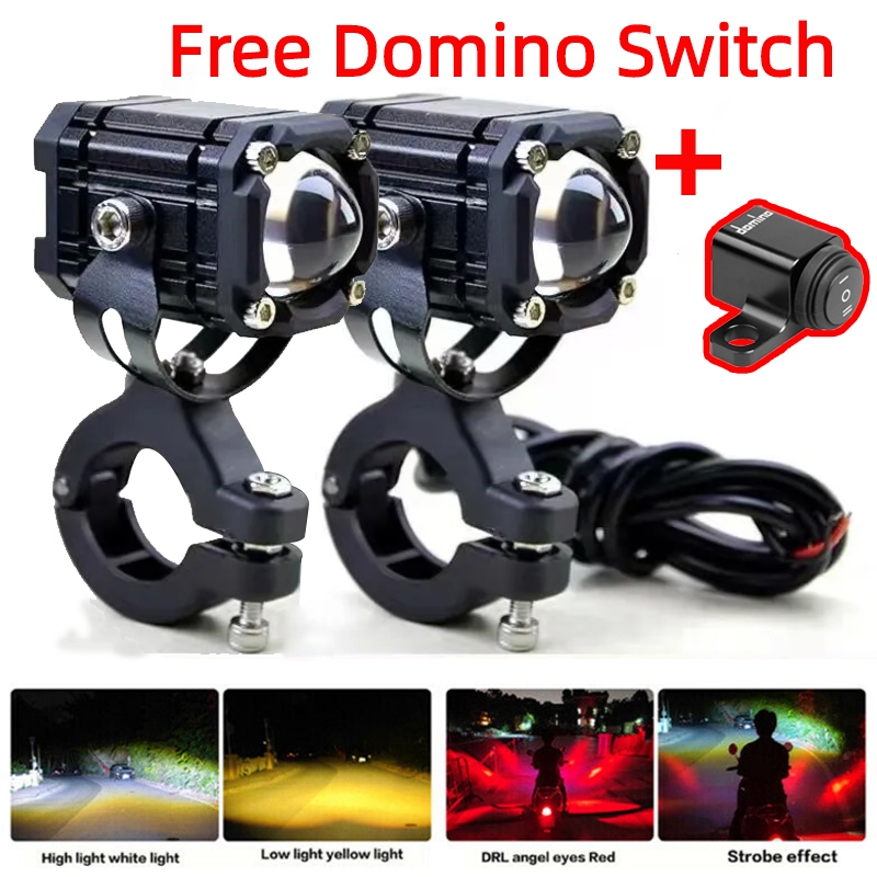 สวิตช์ DOMINO ฟรีมินิไฟขับรถจักรยานยนต์ขับรถจุดแสง 4 โหมดแสงกันน้ำ