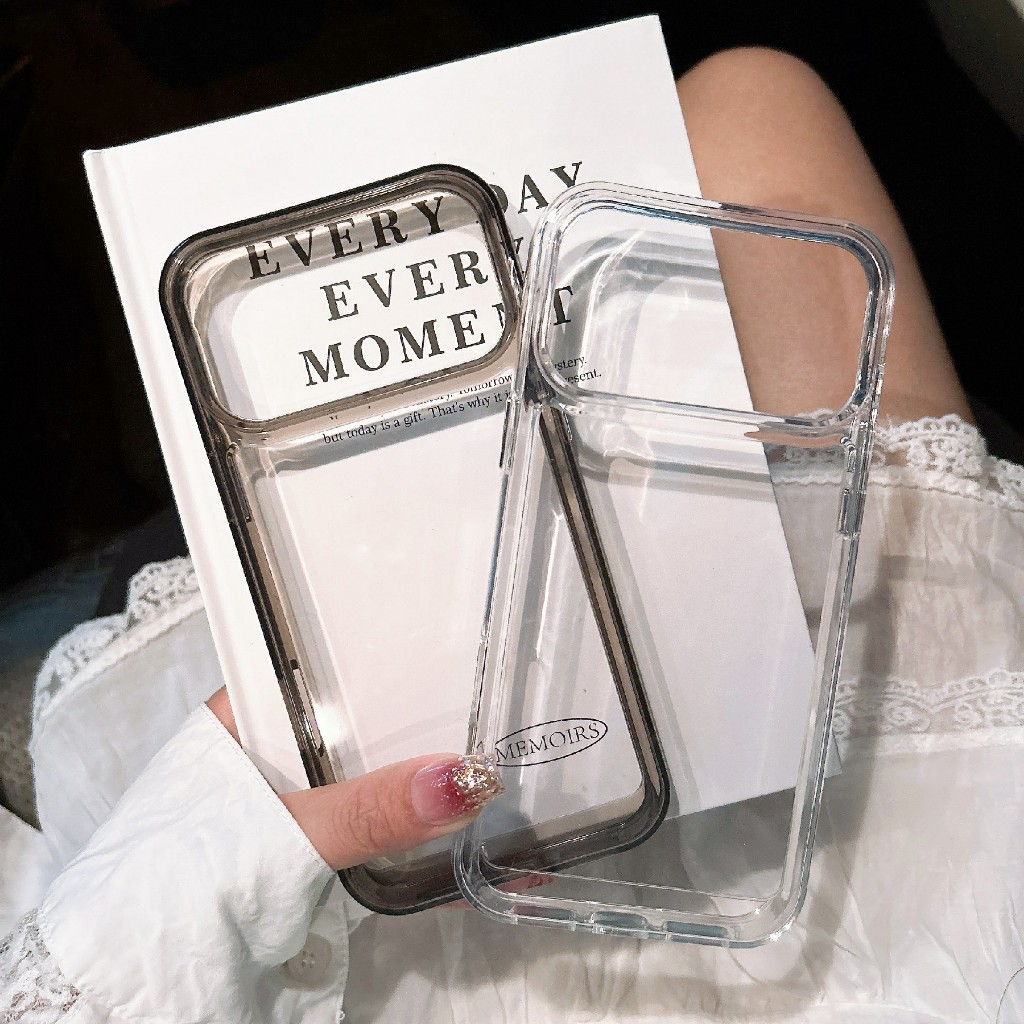 สำหรับ iphone17 iphone17air iphone17pro iphone17promax เคสใสอะคริลิค ปุ่มเงิน สำหรับไอโฟน i17 17air 