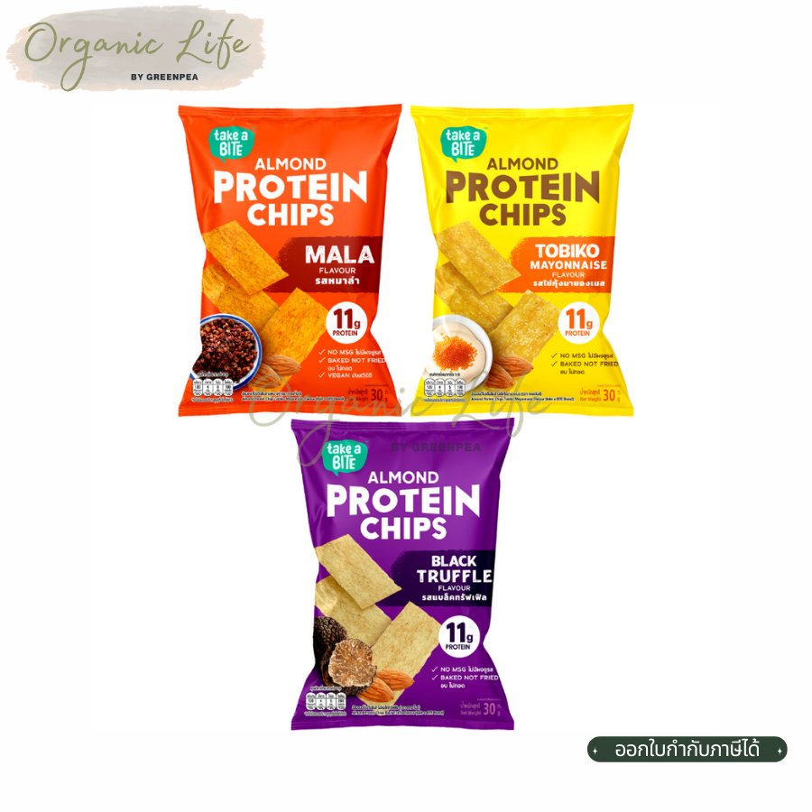 Xongdur Almond Protein Chips ขนมโปรตีน อัลมอนด์ โปรตีน ชิบส์ 30g ใช้วิธีการอบ ซองเดอร์