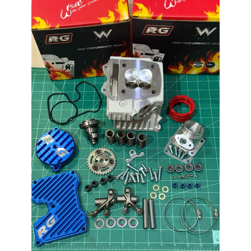 ฝาสูบ4วาว Rg Exciter ใส่เวฟ125 ใบวาว 22/25 รองรับลูก 67-70มิล ใส่เวฟ125$-R-iบังลม-msx-125Led