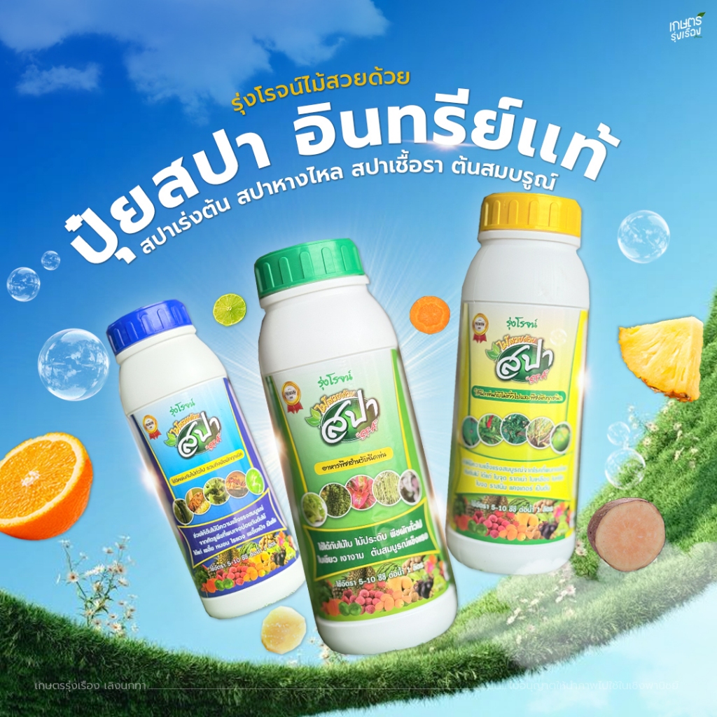 ปุ๋ยสปาสูตรเข้มข้น อินทรีย์เเท้ บำรุงใบ เร่งเขียว ใบเงางาม ต้นสมบรูณ์ / กำจัดเชื้อรา / กำจัดเพลี้ยเเมลง ปริมาณ 1000 cc.