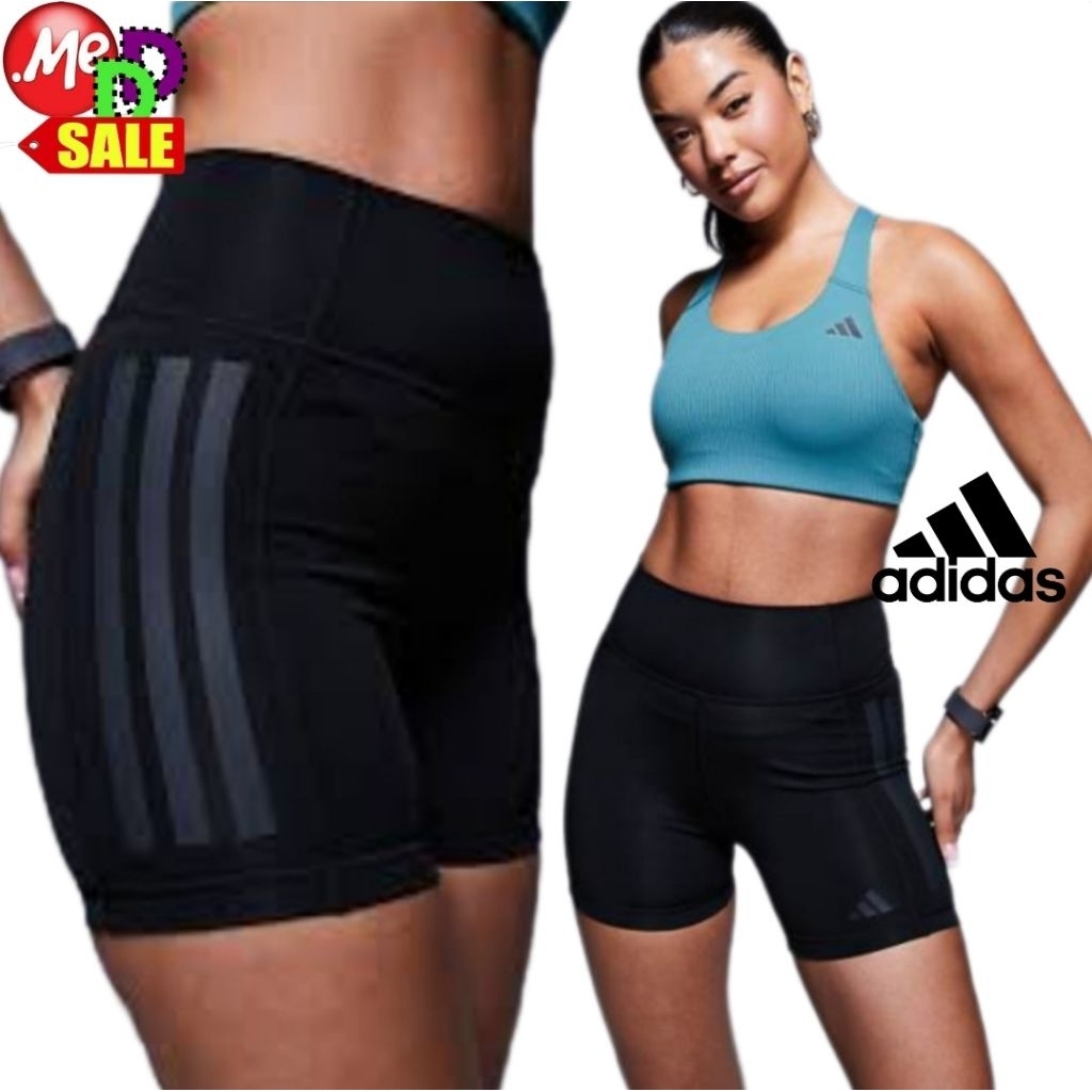 Adidas - ใหม่ กางเกงรัดรูปเทรนนิ่ง เอวสูง Adidas Optime 3-Stripe Short Leggings IK5480 JG6144 IK5482