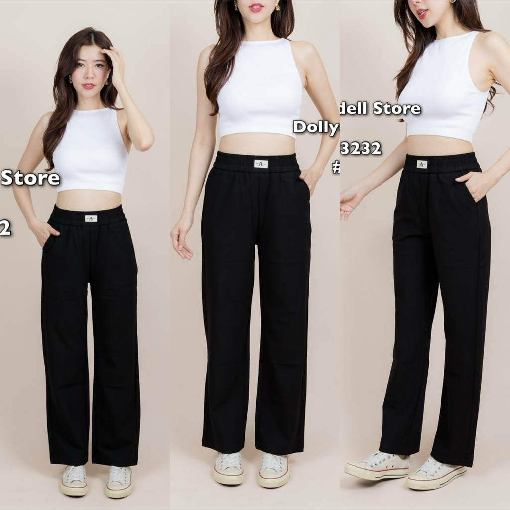 3232  กางเกง DollัDell  ทรงขาตรง สีดำ