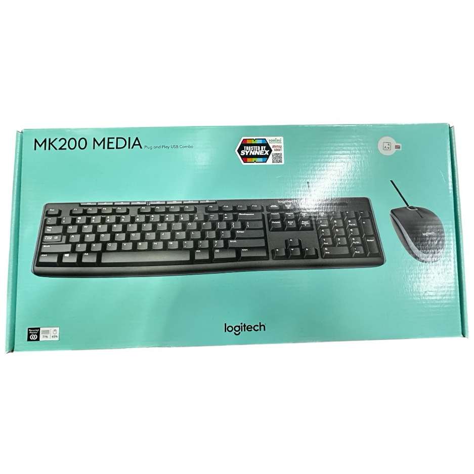 ชุดคอมโบคีย์บอร์ดและเมาส์ Keyboard logitech MK 200 แป้นพิมพ์ภาษาไทยอังกฤษ (รับประกันศูนย์ SYNNEX 3 ป