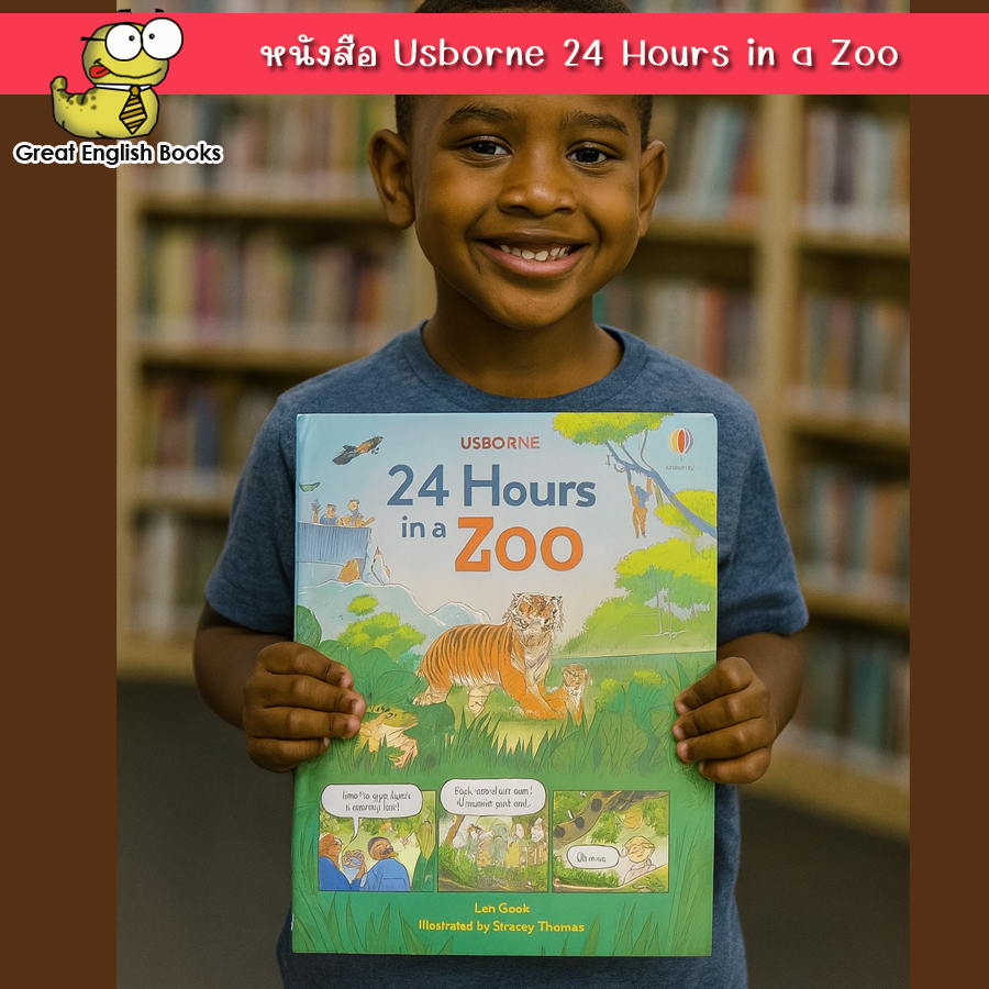 (ใช้โค้ดรับcoinคืน10%ได้) พร้อมส่ง หนังสือ Usborne 24 Hours in a Zoo