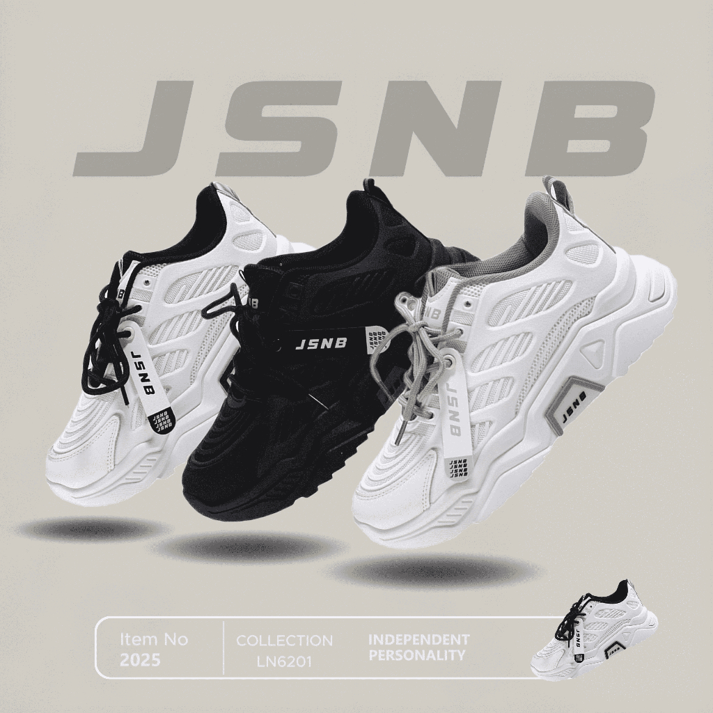 JSNB ส่งฟรี รองเท้าผ้าใบทรงสปอร์ต พร้อมส่ง รองเท้ากีฬา ใส่วิ่งได้ พื้นหนานุ่ม เบา ทนทาน กันลื่น [LN6