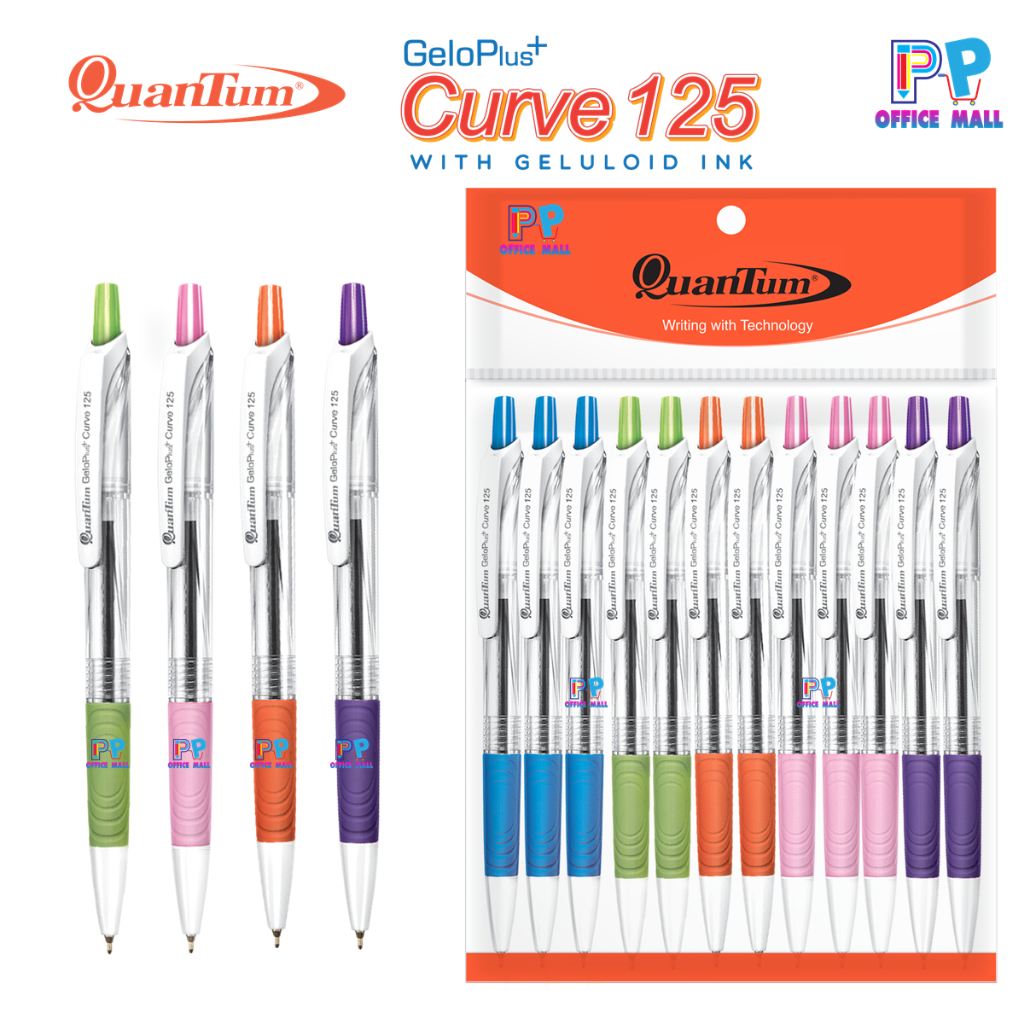 🌸ปากกาลูกลื่นควอนตั้ม Quantum Geloplus Curve 125  แพค 12 ด้าม