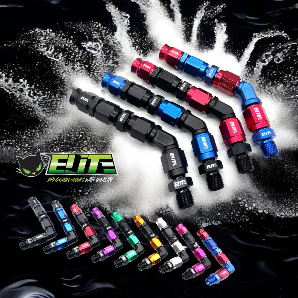 ชุดฟิตติ้งแทนปลดเบรค Elite ลูกเล่นเยอะ สีเยอะต่อปั๊มล่าง-บน แบบองศา45และ 90องศา มีให้เลือกทั้งเกลียวหยาบและละเอียดคุ้มๆ