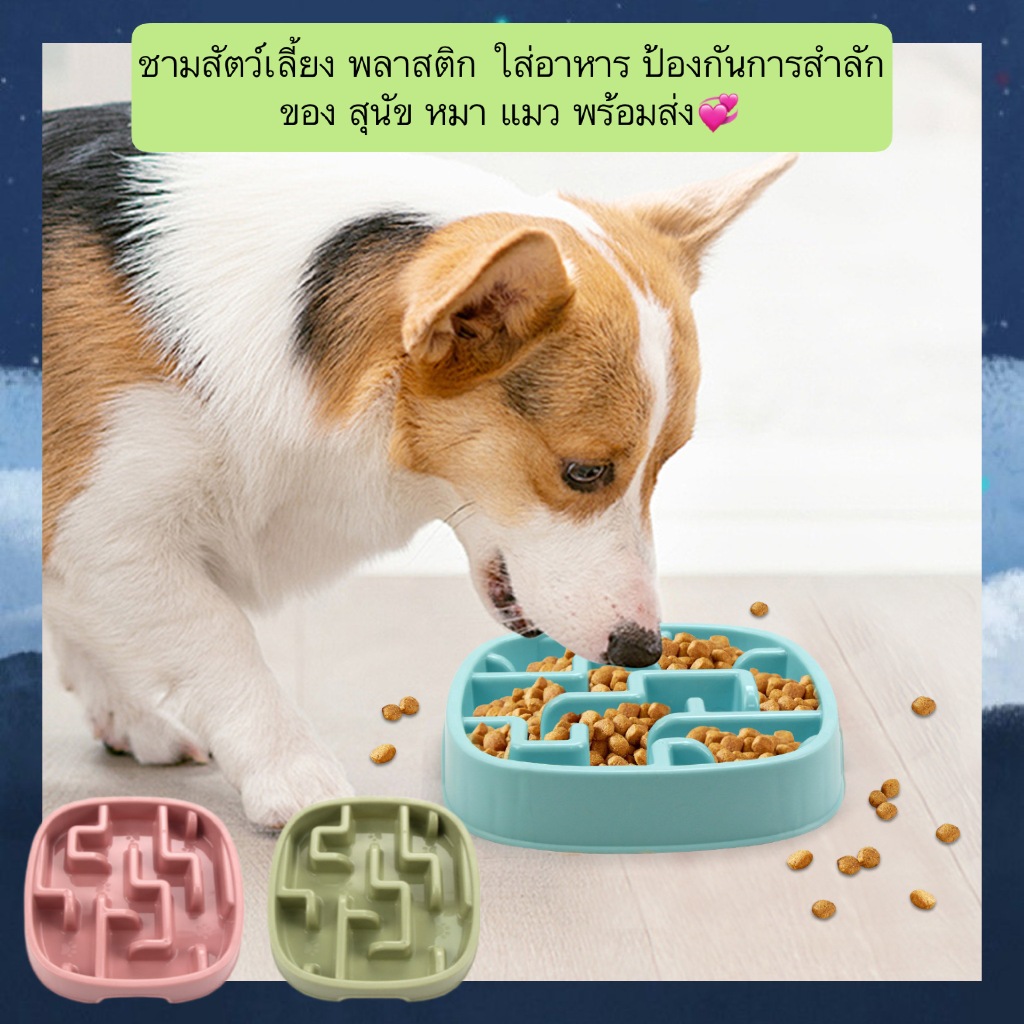 AL-427 ชามสัตว์เลี้ยง พลาสติก ใส่อาหาร ป้องกันการสำลักของ สุนัข หมา แมว พร้อมส่ง
