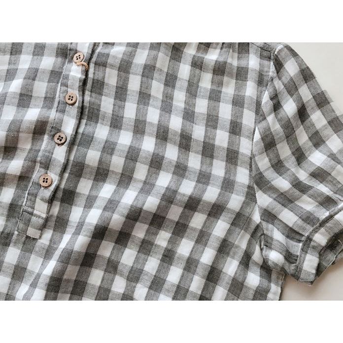 เสื้อลำลองน่ารัก คอจีน ผ้าคอตตอนสาลูเนื้อนิ่ม ลายสก๊อต - รูปที่ 3