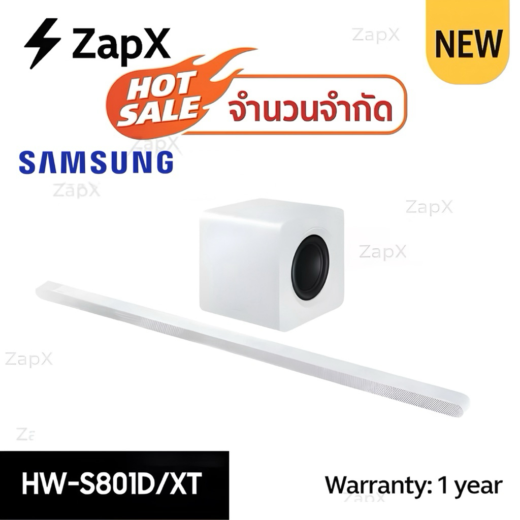 Samsung Soundbar HW-S801D Ultra Slim 3.1.2 Ch 330W รุ่น HW-S801D/XT (สีขาว WHITE)