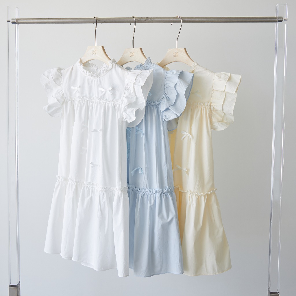 CO1064 Bowy Dress เดรสสั้น ระบายแต่งโบว์