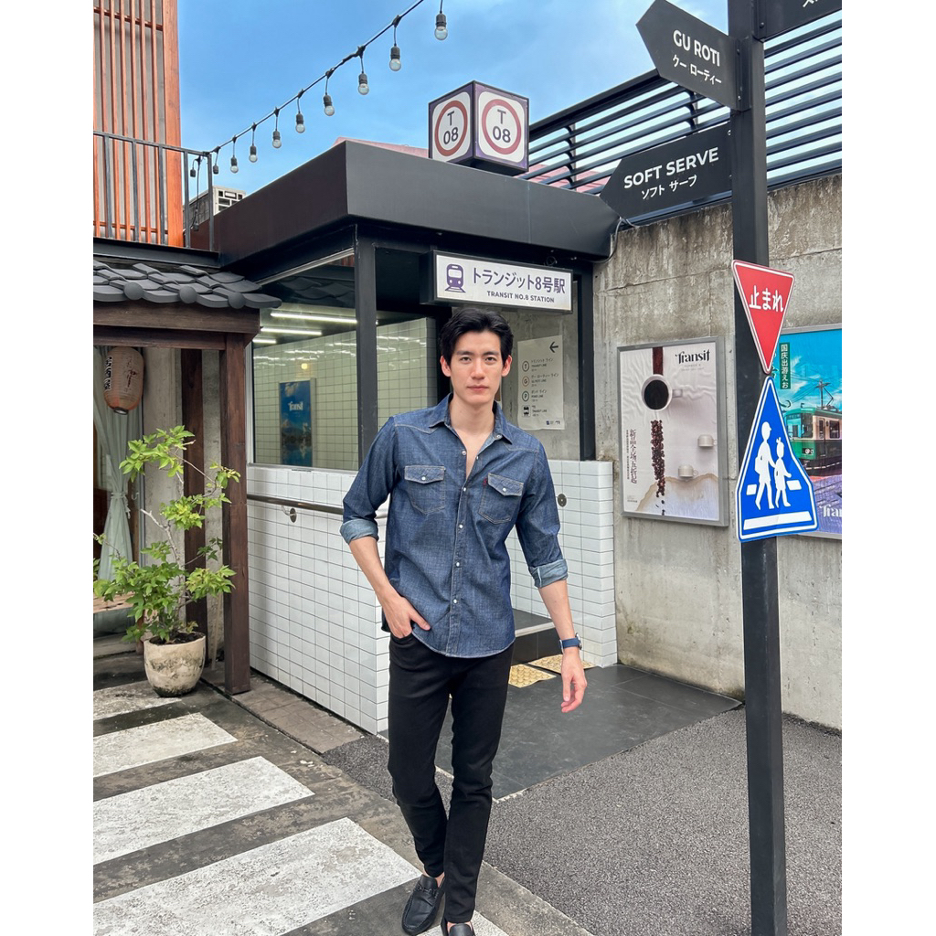 เสื้อยีนส์กระดุมมุก M-2XL เนื้อสลาฟ สียีนส์เข้ม สียีนส์อ่อน