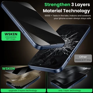 [2Pack] WSKEN for iPhone 17 Pro ฟิล์ม Privacy ฟิล์มกระจก iPhone 17 ProMax ฟิล์มกระจกนิรภัยคลุมทั้งหมด 3D ป้องกันการแตก