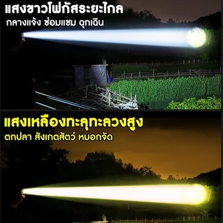 แหล่งแสง2สีไฟฉายคาดหัวแท้ledไฟคาดหัวแรงสูง สว่างมาก ปรับมุมและซูมได้ ไฟสายคาดหัว กันน้ำ ไฟส่องกบ ไฟส่องสัตว์ ไฟฉานคาดหัว