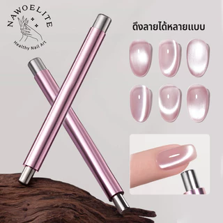 Nawoelite แม่เหล็กกลม อุปกรณ์ทำเล็บ สีชมพู กระเป๋าแม่เหล็กทำเล็บ DIY พกพาง่าย แม่เหล็กทรงกลม 2 หัวแรงสูงสีชมพู